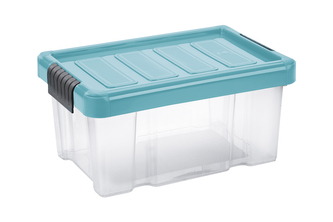 Úložný box s klipem PUZZLE 14 l transparent/modrá