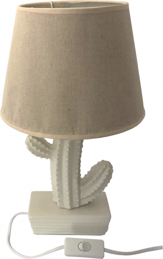 DUE ESSE, Stolní lampa bílá s bílým kaktusem 38 cm