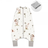 Teplejší spací vak s nohavičkami, bavlna, Kocourek a pampeliška - bílá, vel. M
