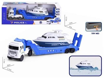 Auto z przyczepą + motorówka dźwięk