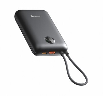 SWISSTEN POWER BANK VOLTBOX 35W 20000 mAh S INTEGROVANÝMI KABELY  USB-C A LIGHTNING ČERNÁ