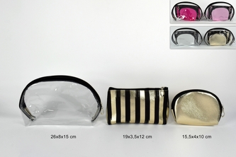 DUE ESSE, sada 3 ks kosmetických tašek, zlaté