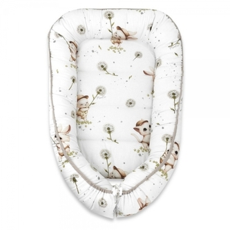 Hnízdečko, kokon pro miminko, bavlna, Kocourek a pampeliška - bílá