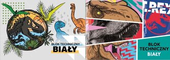 Blok techniczny A4/10K biały Jurassic park mix