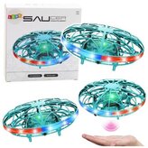 Dron UFO sterowany ręką RC Światła LED Turkusowy