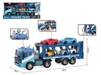 Auto laweta + samochody 4szt światło dźwięk 1:16