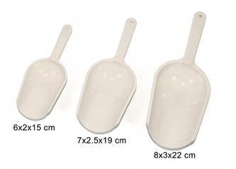 DUE ESSE, Sada 3ks lopatek UH na sypké potraviny  15, 19 a 22 cm, bílá