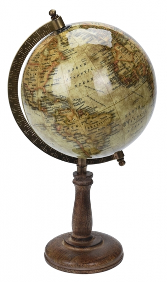 KOOPMAN, Otočný retro globus lesklý průměr 16 cm, typ č.1