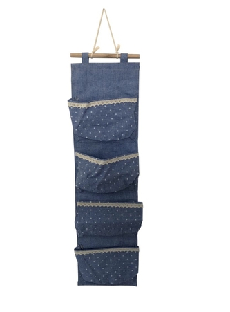 DUE ESSE, Závěsný světle modrý kapsář, 4 přihrádky