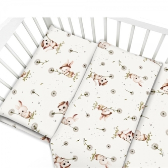 Povlečení do postýlky, bavlna, 2D sada, Kocourek a pampeliška - bílá; 120x90