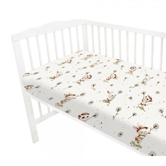 Prostěradlo do postýlky 140x70cm, bavlna, Kocourek a pampeliška - bílá; 140x70