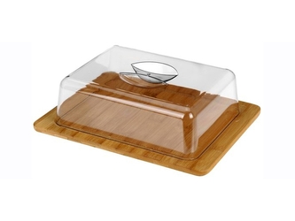 Koopman, Kuchyňské bambusové prkénko EXCELLENT s dózou na sýr 26 x 20 x 7,1 cm