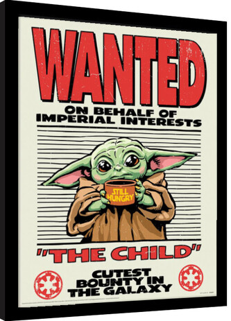 Obraz na zeď - D100 Star Wars - Grogu Wanted, 34.3 × 44.5 cm