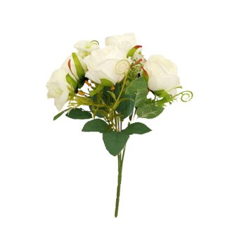 Růže kytička x5, bílá  JH007 bílá