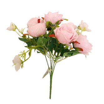 Růže kytička x5, sv. růžová  JH007 sv. růžová