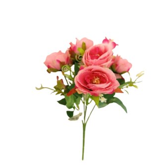 Růže kytička x5, tm. růžová  JH007 tm. růžová