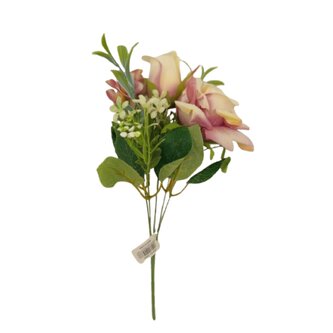 Kytička růže a hortenzie krém-vínová  JH005 krém-vínová