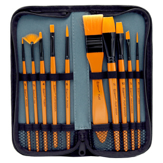 Sada štětců na vodové, kvašové a akrylové barvy (11 ks) barva kávy