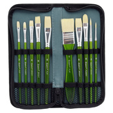 Sada štětců na olejové, akrylové a kvašové barvy (11 ks) zelená