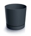Plastový květináč TUBOS P s miskou antracitový matný, varianta 14,8 cm