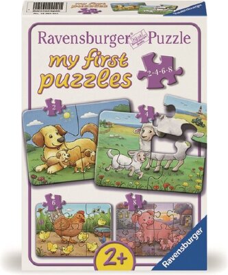 RAVENSBURGER Moje první puzzle Zvířecí rodinky na farmě  4v1 (2,4,6,8 dílků)