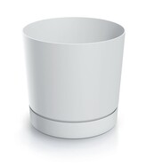 Plastový květináč TUBOS P s miskou bílý matný, varianta 14,8 cm