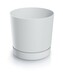 Plastový květináč TUBOS P s miskou bílý matný, varianta 14,8 cm