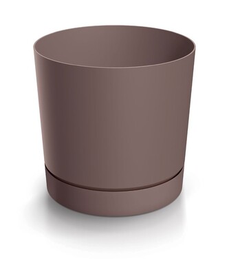 Plastový květináč TUBOS P s miskou odstín marsala matný, varianta 14,8 cm