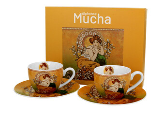 2 filiżanki espresso ze spodkami TOPAZ inspired by A. Mucha