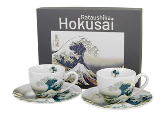 2 filiżanki espresso ze spodkami THE GREAT WAVE inspired by HOKUSAI