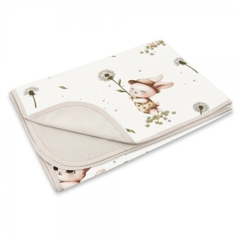 Oboustranná letní deka, bavlna + jersey 100x75cm, Kocourek a pampeliška - bílá, béžová