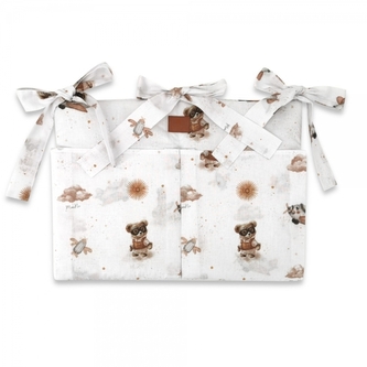 Kapsář na postýlku, bavlna, Méďa pilot - bílá, béžová