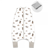 Letní spací vak se zahrnovacími nohavičkami, bavlna, Méďa pilot - bílá, béžová, vel. S