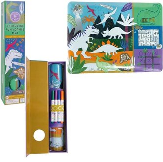 Silikonowa mata z łamigłowkami i grami Dinozaury