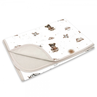 Oboustranná letní deka, bavlna + jersey 100x75cm, Méďa pilot - bílá, béžová