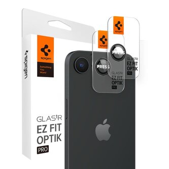 Spigen Glass tR EZ Fit Optik Pro 2 Pack, black - iPhone 16e