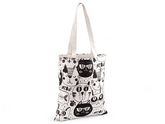 Textilní taška bavlněná pes, kočka 34x39 cm - 1 ks - 1 bílá kočka