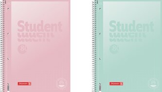 Kroužkový sešit pastelový, A4, premium papír 90g, 80 listů, čtverečkovaný, růžový/zelený