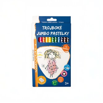 RICO pastelky trojboké  JUMBO, tuha Ø 5mm, 12 ks, ořezávátko, papírový obal