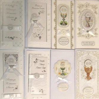 Karnet Komunia DL ręcznie robiony + koperta