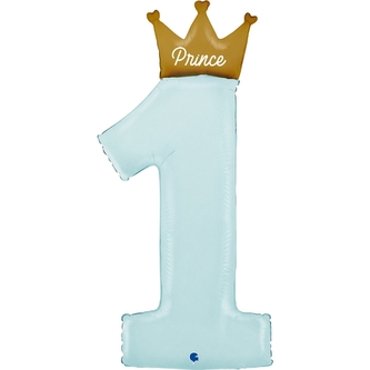 Foliová číslice 1 s korunkou modrá, 102 cm Foliová číslice 1 s korunkou modrá, 102 cm
