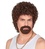 Widmann Hnědá pánská kudrnatá paruka s vousy