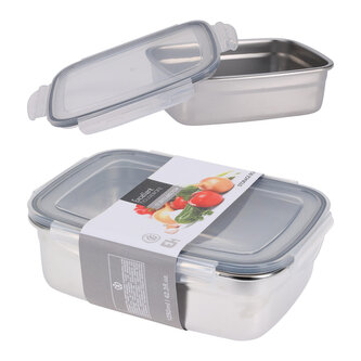 dóza obdél. 1,25, 19,5x14,5x6,5cm, nerez+PH víčko s klick uz.