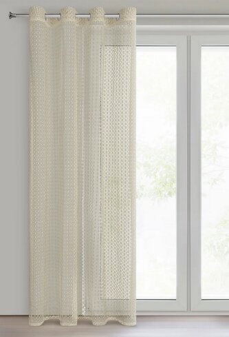 Dekorační vzorovaná záclona s kroužky WANDA béžová 140x250 cm (cena za 1 kus) MyBestHome