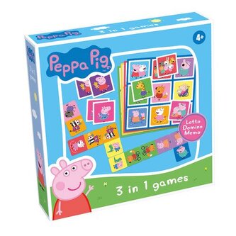 Świnka Peppa. Gra 3w1 Lotto-Domino-Memo