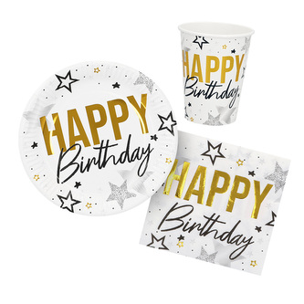 Boland Stolní set 'Happy Birthday' (6 talířů, 6 šálků, 12 ubrousků)