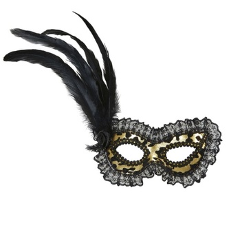 Widmann Škraboška zlatá s krajkou a peřím