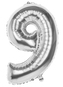 Boland Foliová číslice 9 stříbrná -86 cm