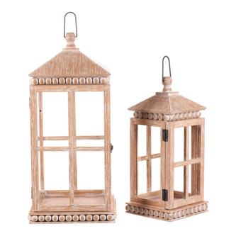 Lucerna dřevěná - čtyřboká, cena za sadu 2 ks