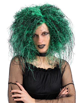 Carnival Toys Zelenočerná bohatá čarodějnická paruka